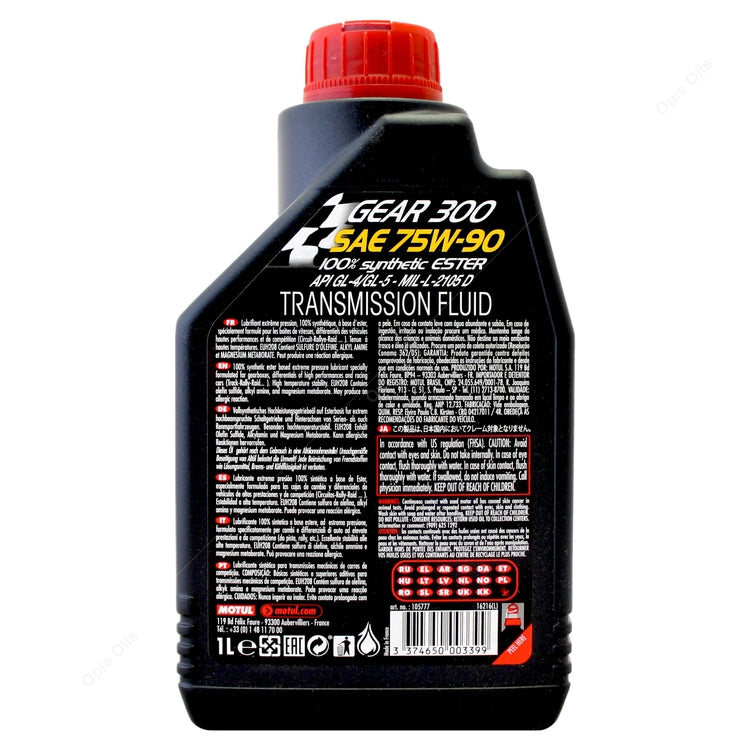 MOTUL GEAR 300 75W-90 SYNTHETIC GEAR TRANSMISSION OIL 1 LITRE