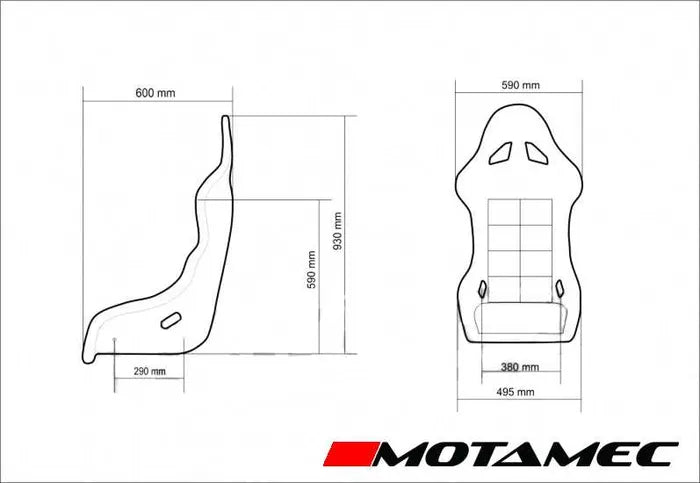Motamec Racing Evo-One FIA Approved Race Seat Fiberglass Shell Side Mount BLACK