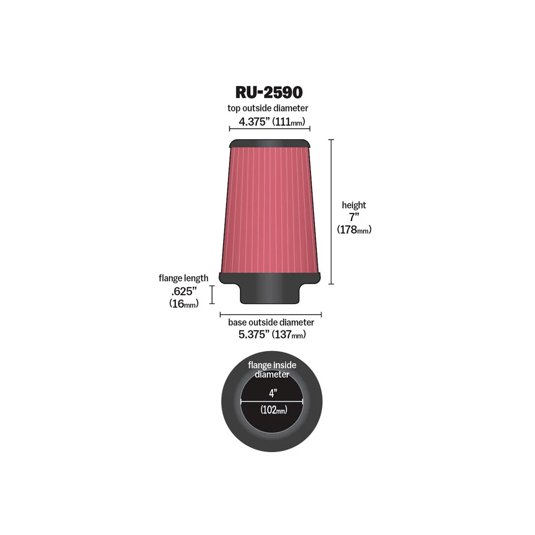 K&N UNIVERSAL CLAMP-ON AIR FILTER - 4''